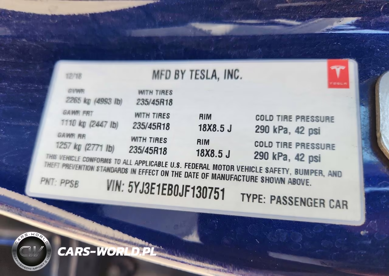 2018 Tesla Model 3 VIN:5YJ3E1EB0JF130751 - 13