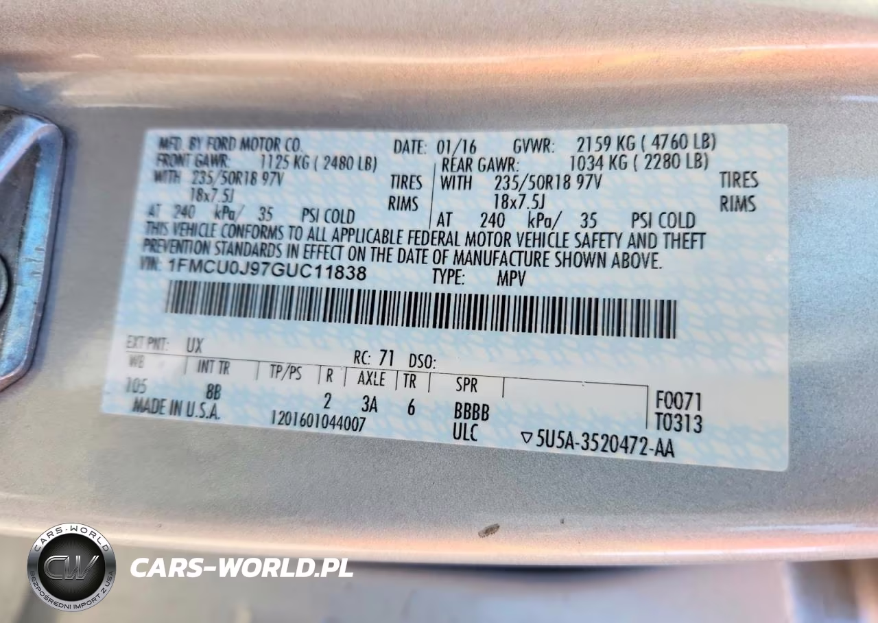 2016 Ford Escape Titanium VIN:1FMCU0J97GUC11838 - 13