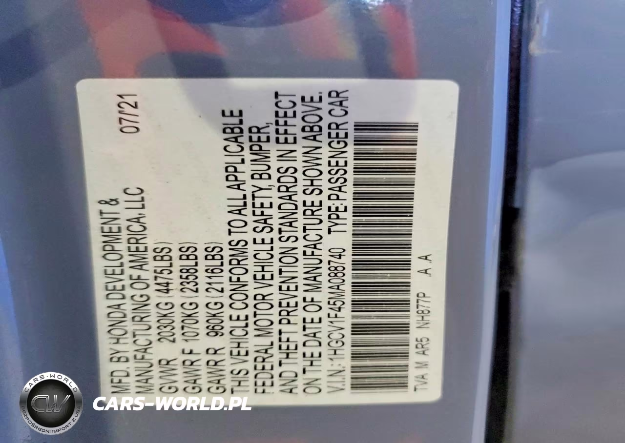 2021 Honda Accord Sport Se VIN:1HGCV1F45MA088740 - 12