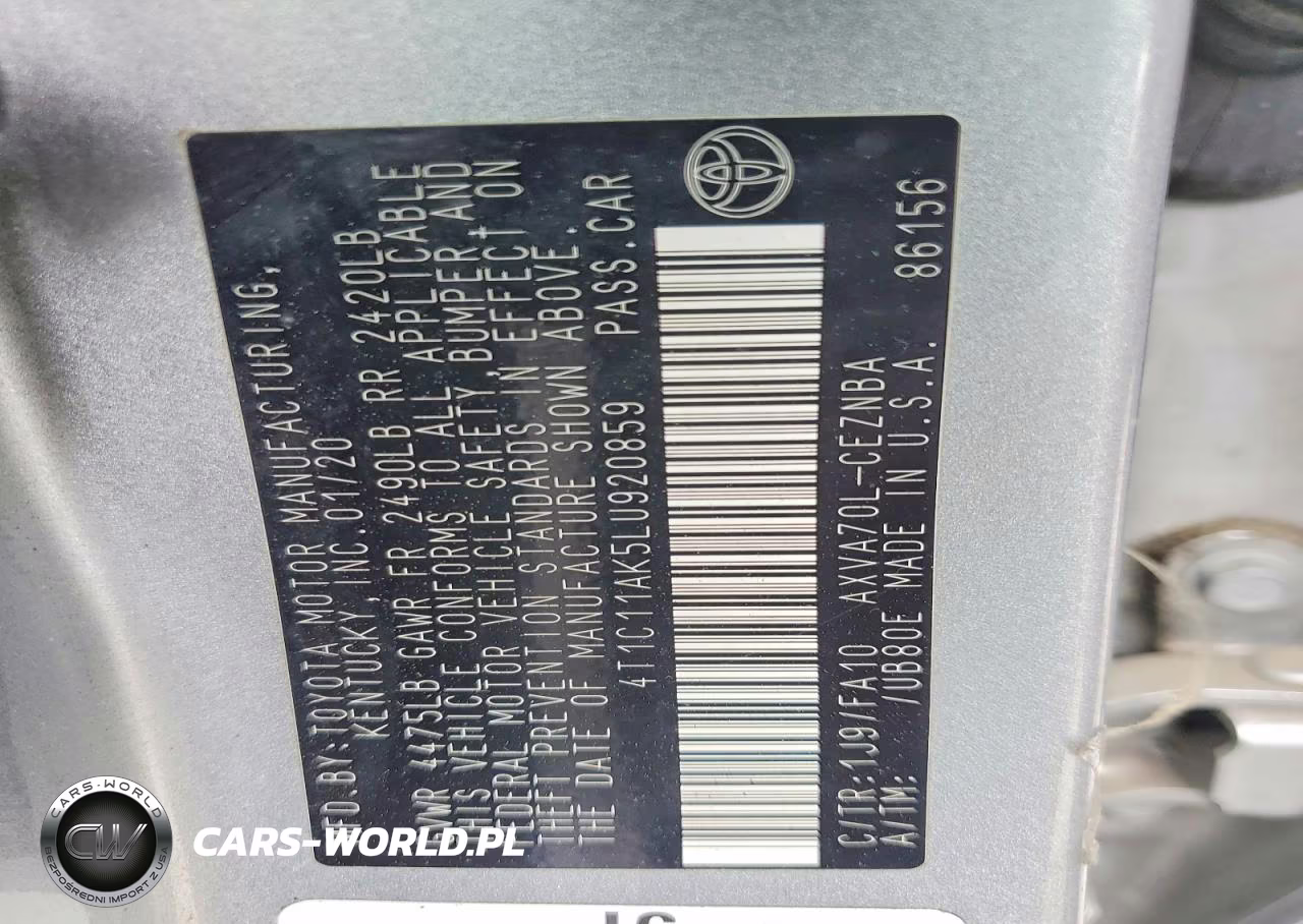 2020 Toyota Camry Le VIN:4T1C11AK5LU920859 - 12