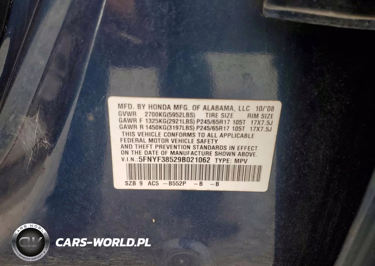 2009 Honda Pilot VIN:5FNYF38529B021062 - 13