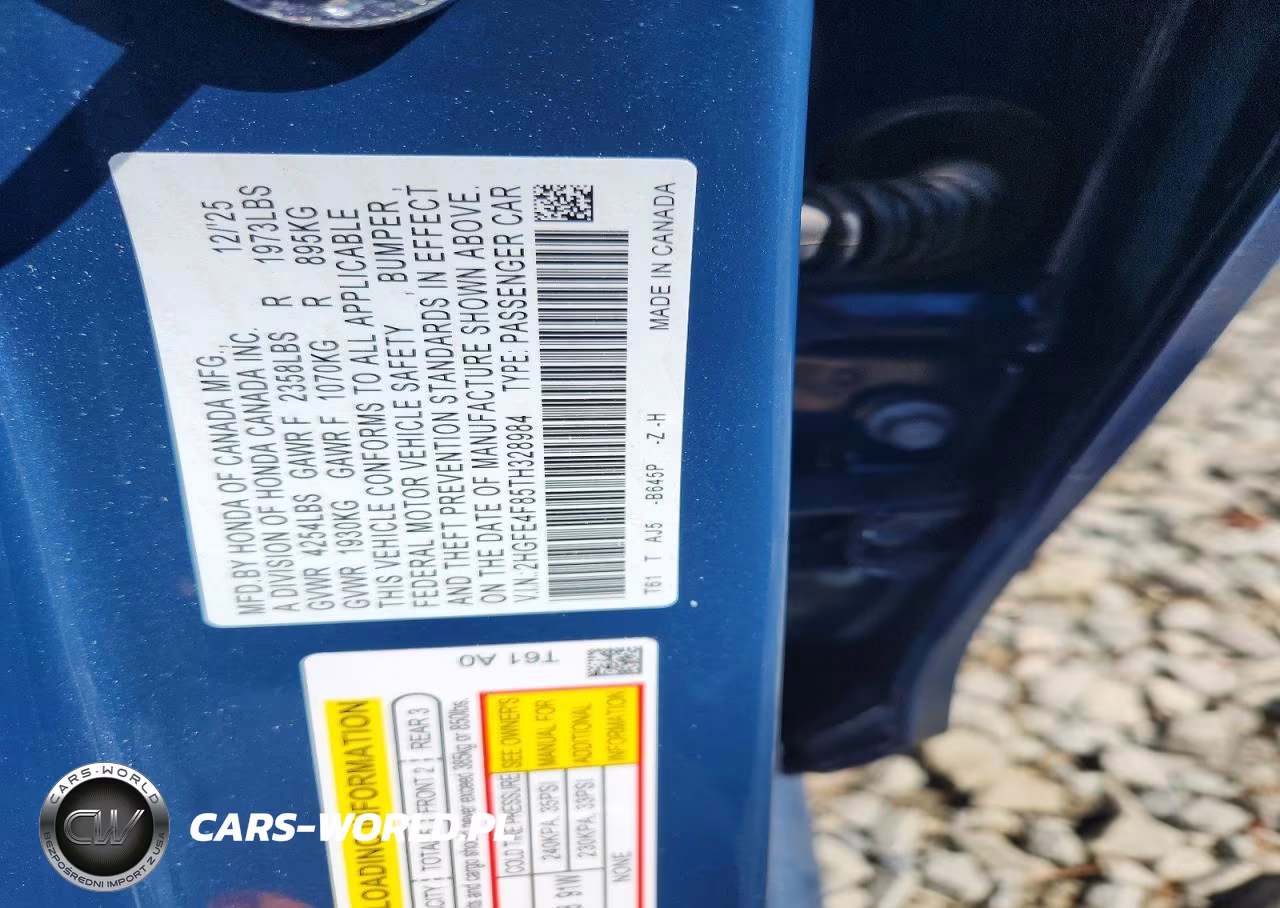 2026 Honda Civic Sport VIN:2HGFE4F85TH328984 - 12