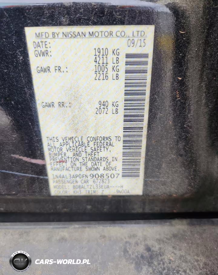 2015 Nissan Altima 2.5 Sl VIN:1N4AL3AP0FN908507 - 12