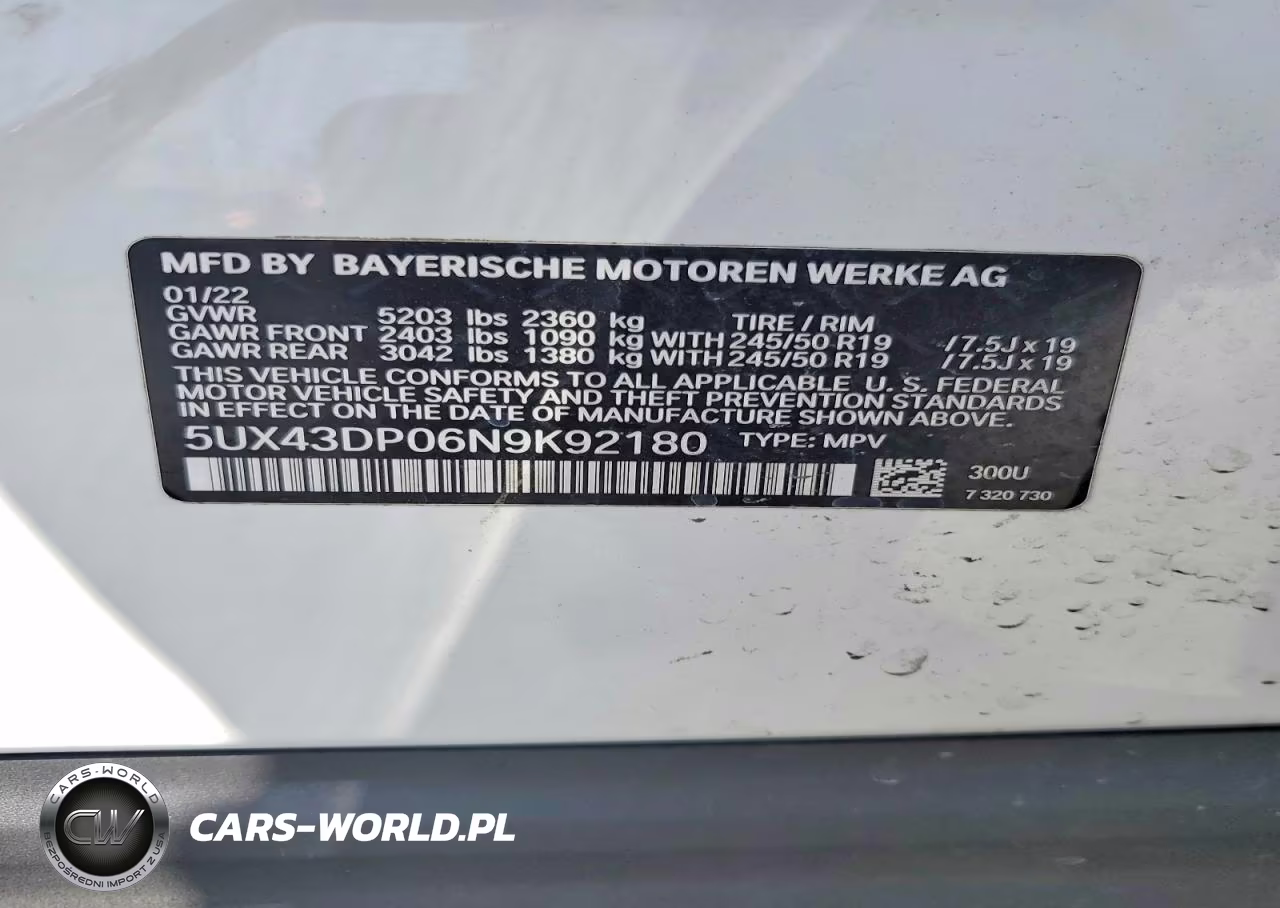 2022 BMW X3 Sdrive30I VIN:5UX43DP06N9K92180 - 13