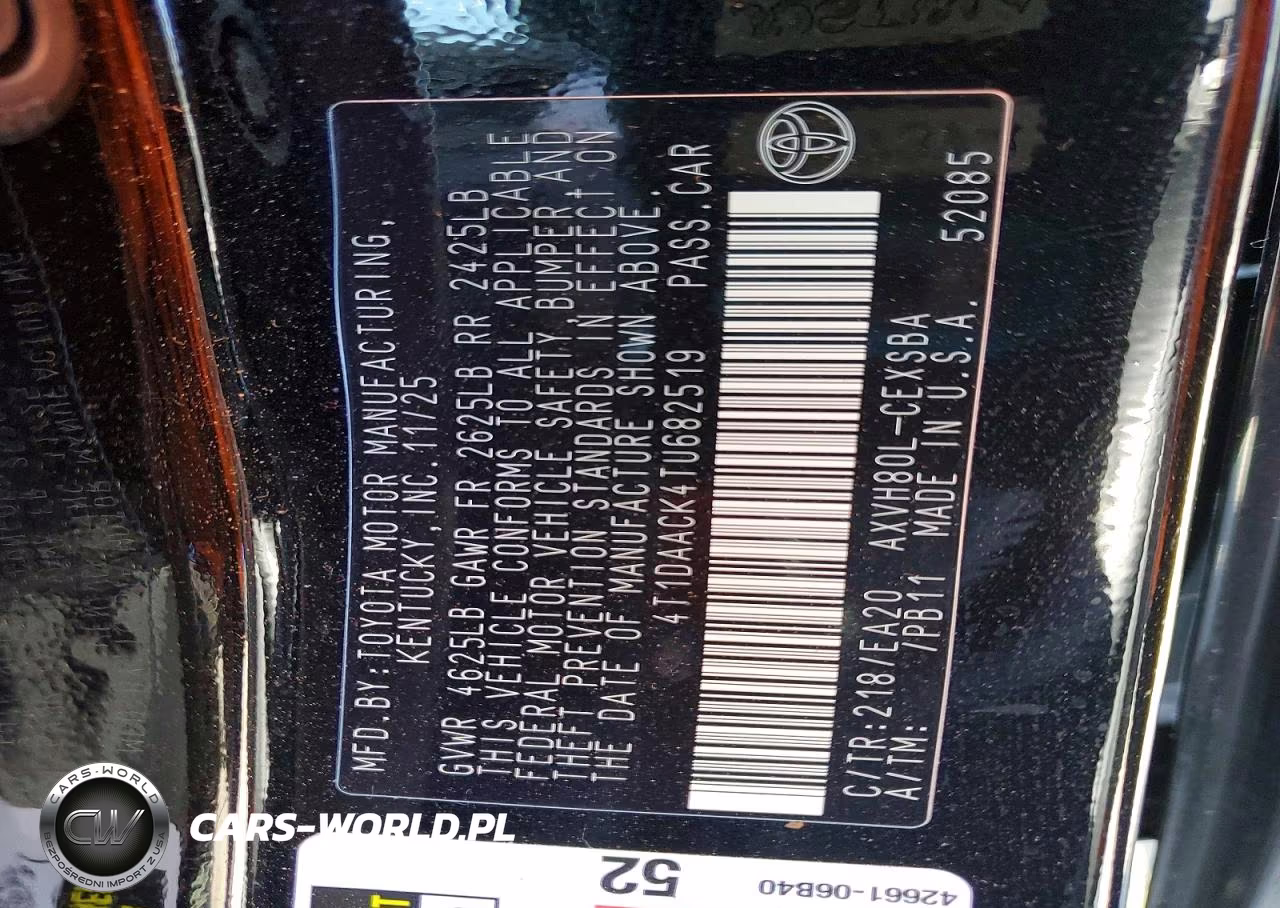 2026 Toyota Camry Se VIN:4T1DAACK4TU682519 - 13