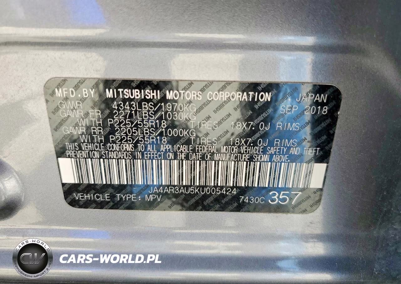 2019 Mitsubishi Outlander Sport Es VIN:JA4AR3AU5KU005424 - 13