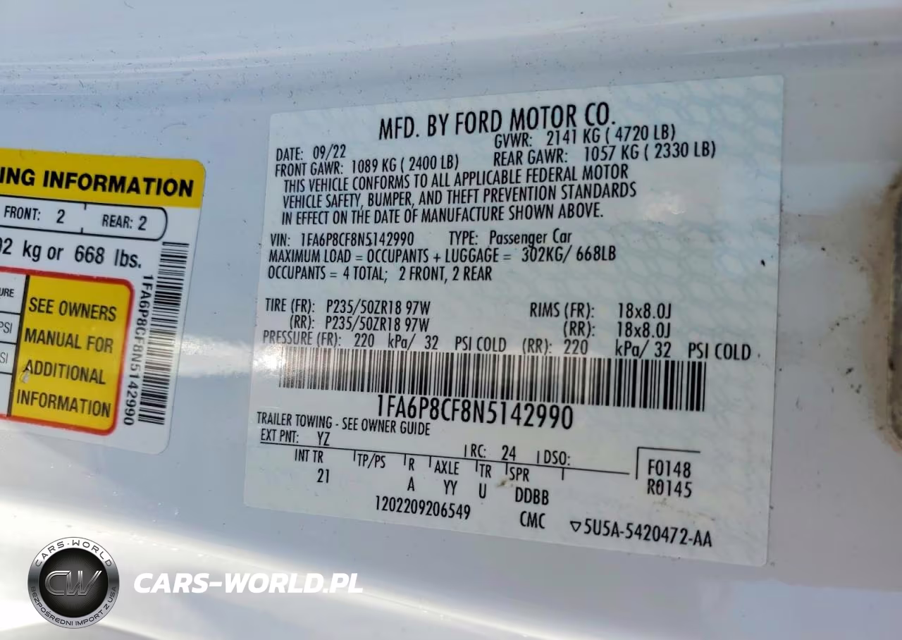 2022 Ford Mustang Gt VIN:1FA6P8CF8N5142990 - 12