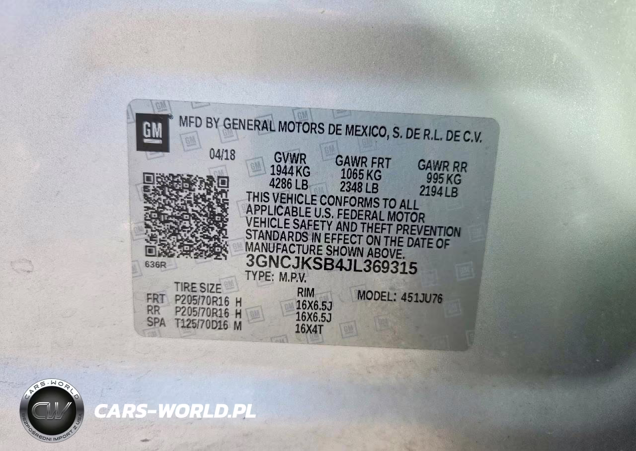 2018 Chevrolet Trax Ls VIN:3GNCJKSB4JL369315 - 12