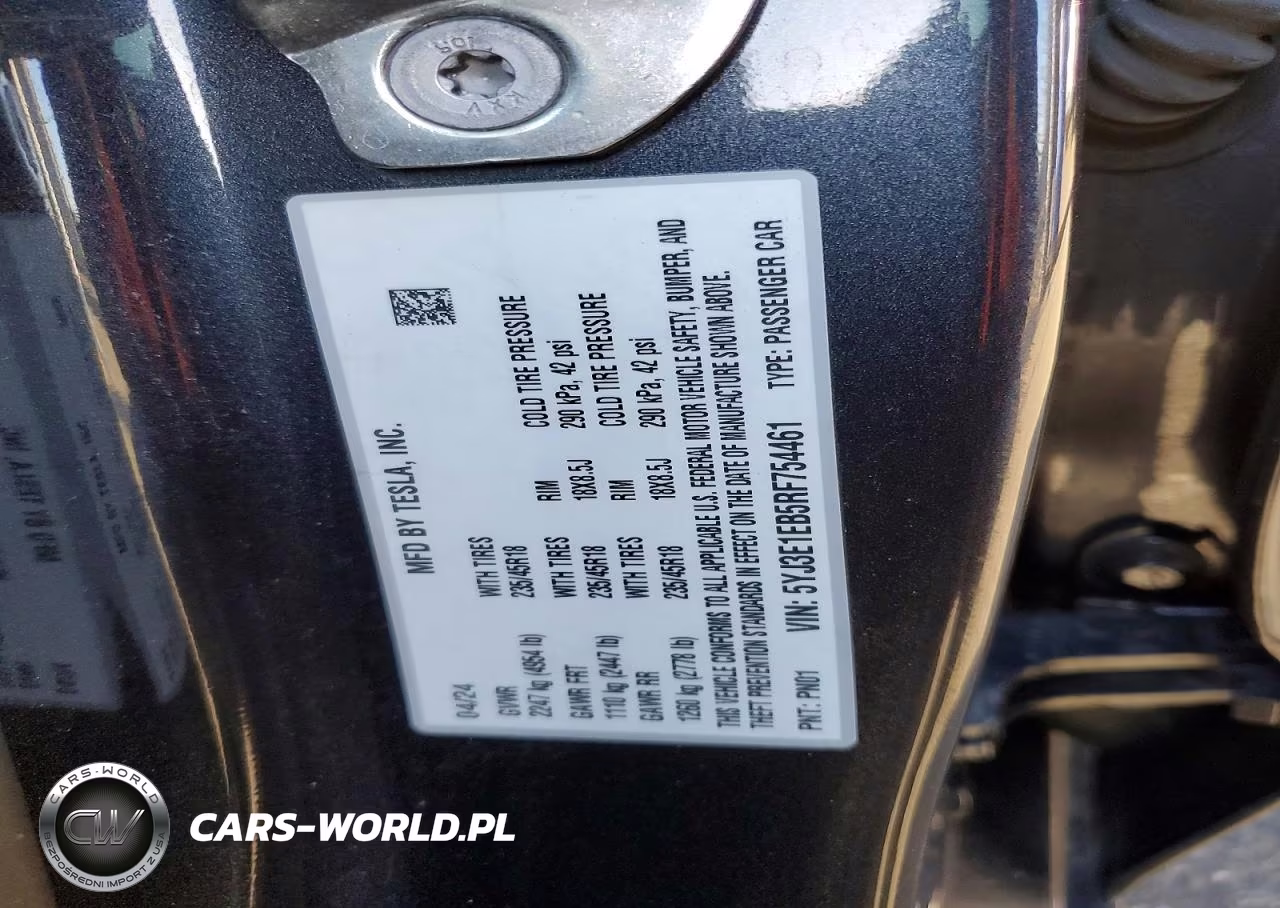2024 Tesla Model 3 VIN:5YJ3E1EB5RF754461 - 12