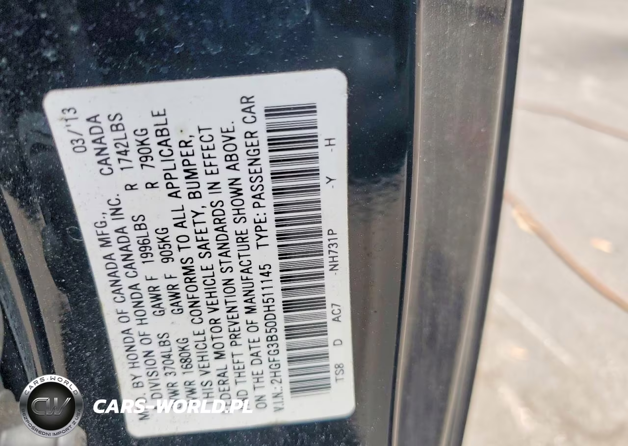 2013 Honda Civic Lx VIN:2HGFG3B50DH511145 - 12