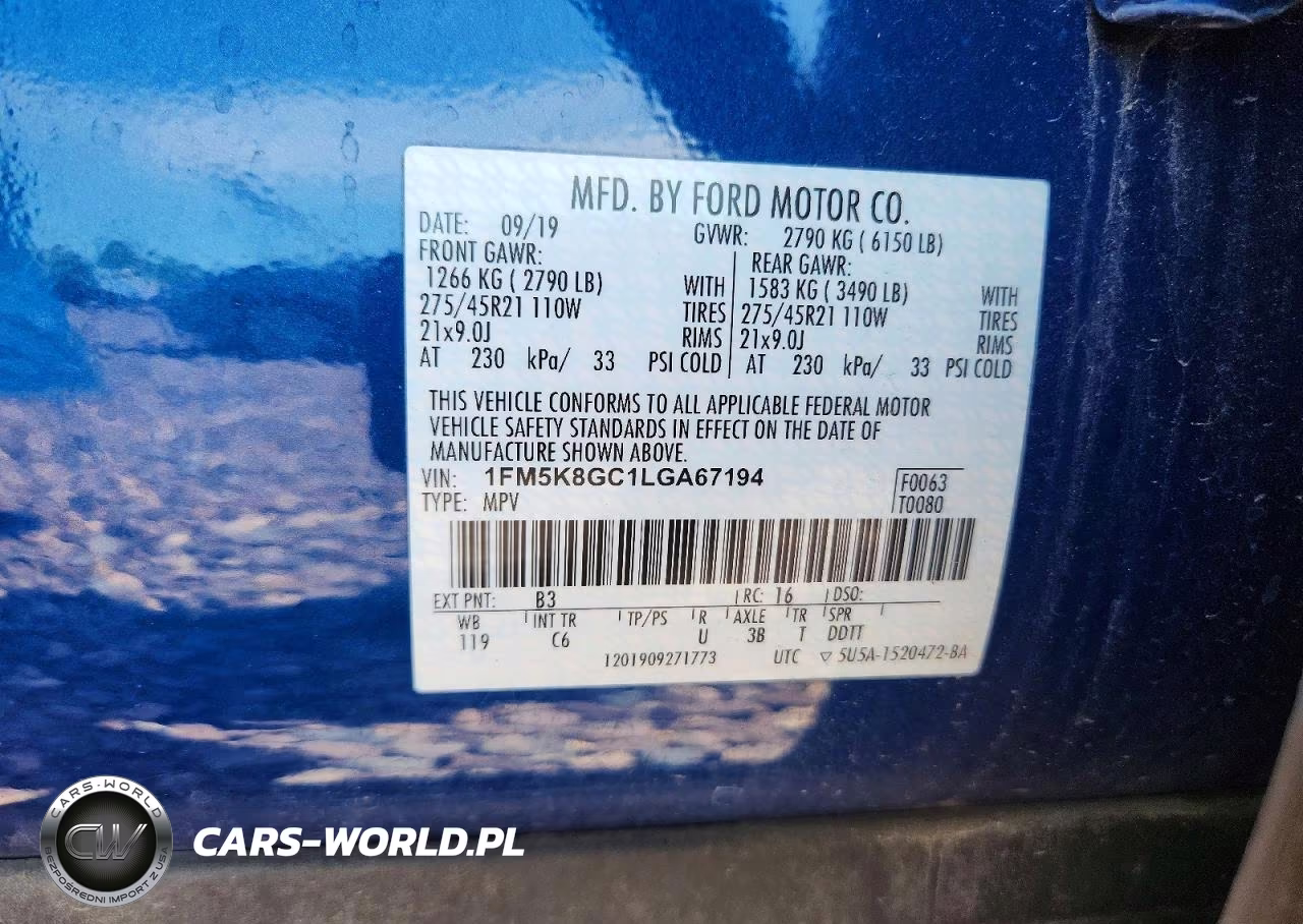 2020 Ford Explorer St VIN:1FM5K8GC1LGA67194 - 13