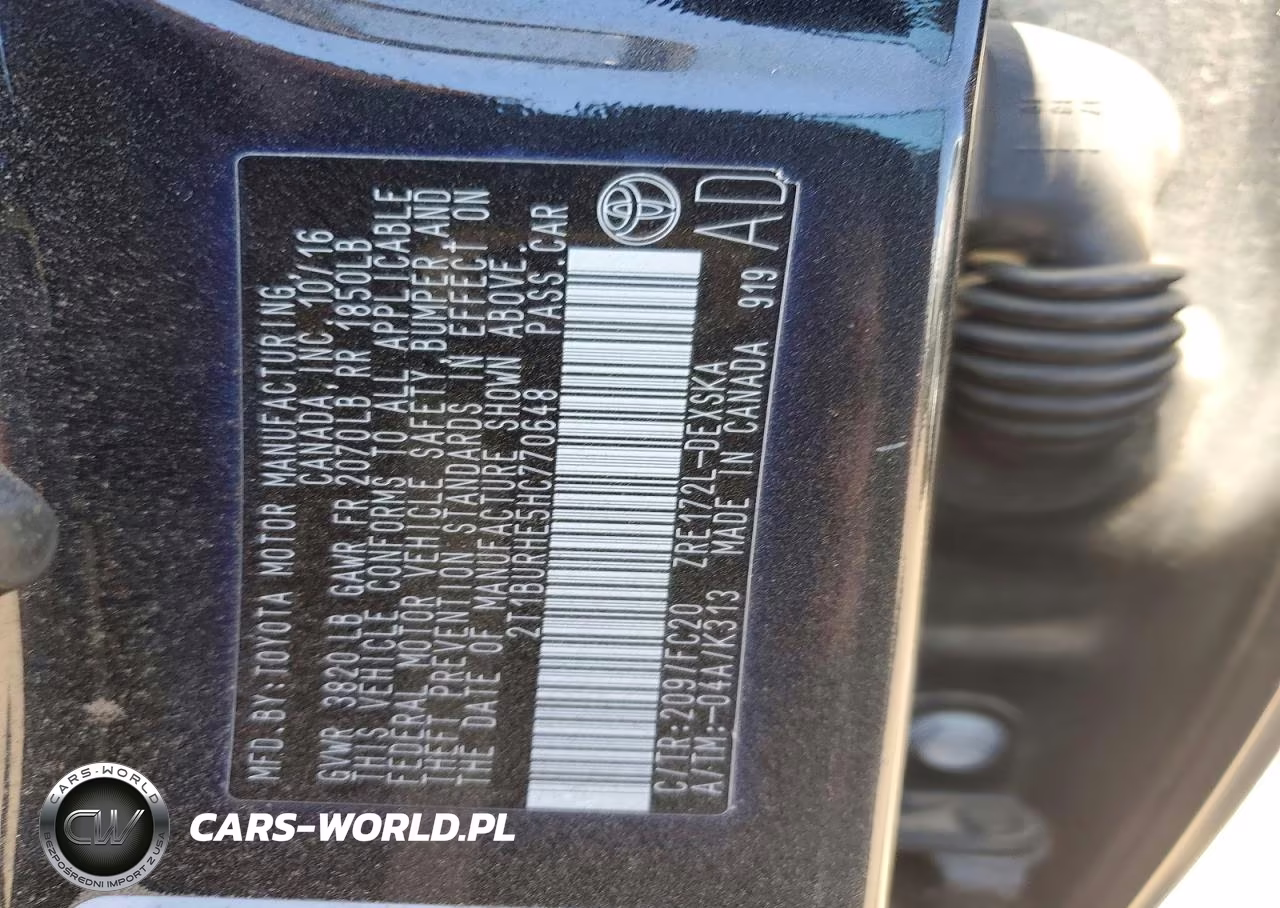 2017 Toyota Corolla Se VIN:2T1BURHE5HC770648 - 12