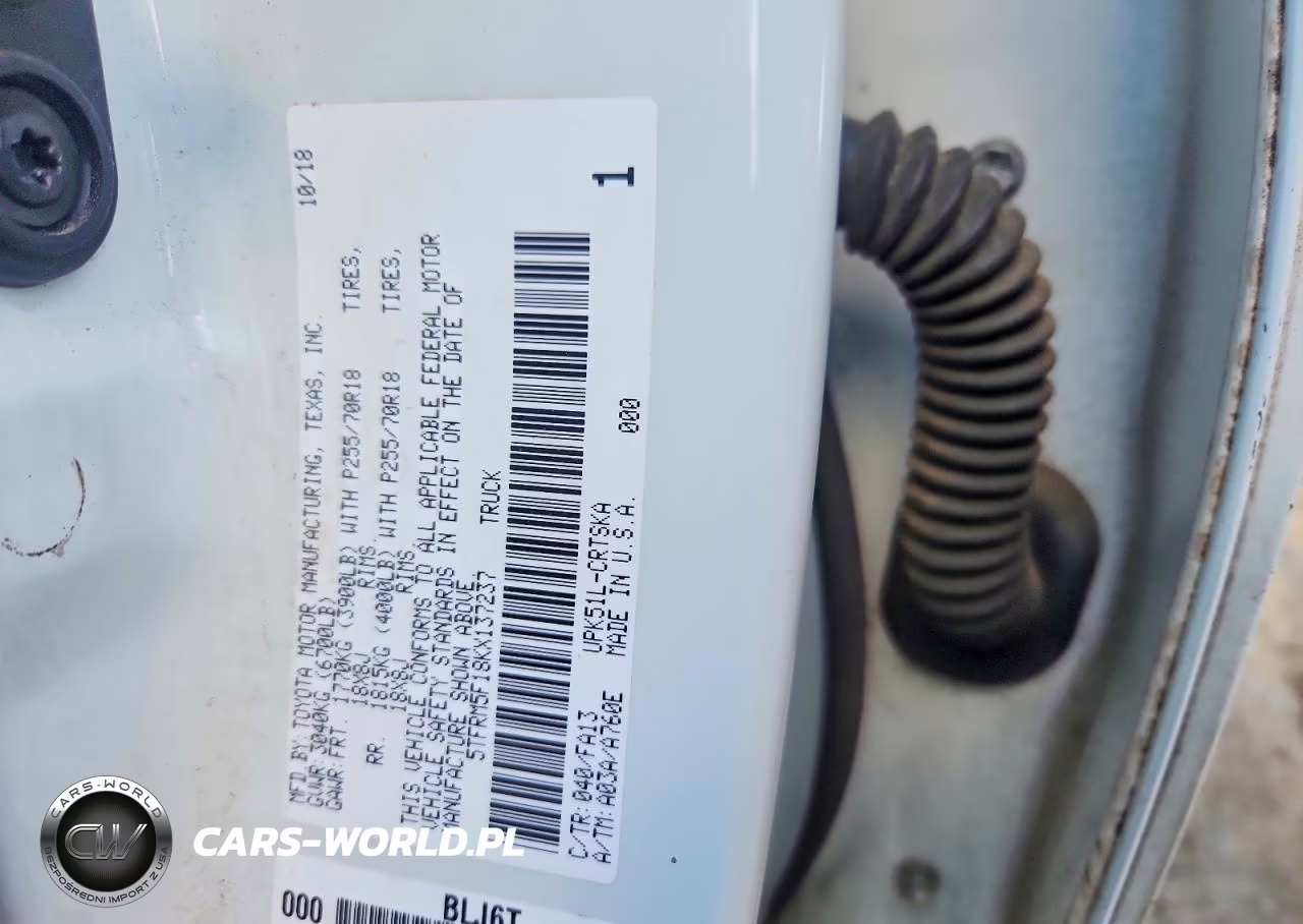 2019 Toyota Tundra Sr VIN:5TFRM5F18KX137237 - 12