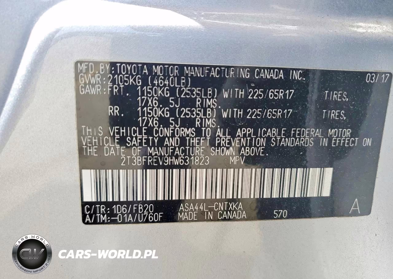 2017 Toyota Rav4 Le VIN:2T3BFREV9HW631823 - 12