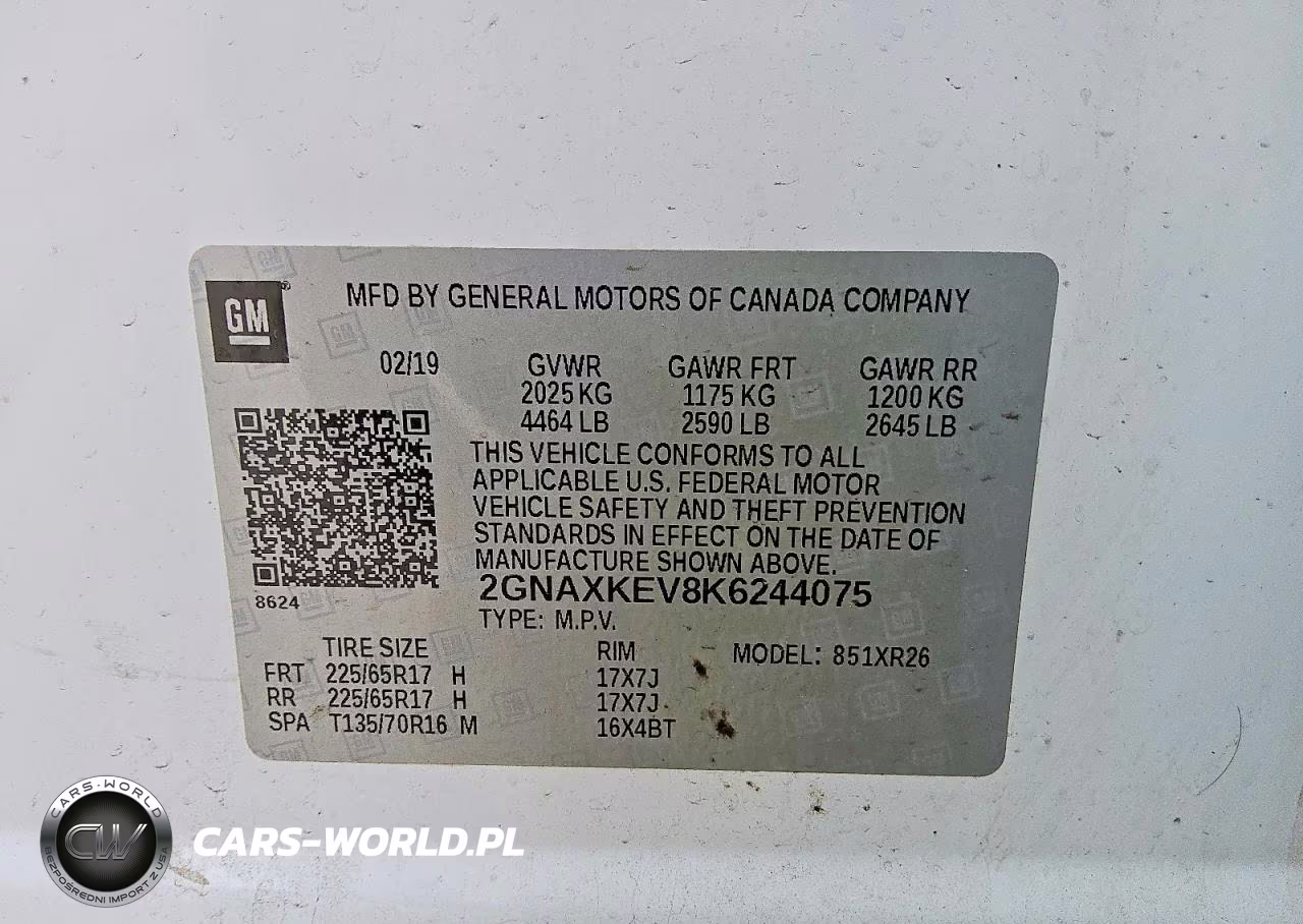 2019 Chevrolet Equinox Lt VIN:2GNAXKEV8K6244075 - 13