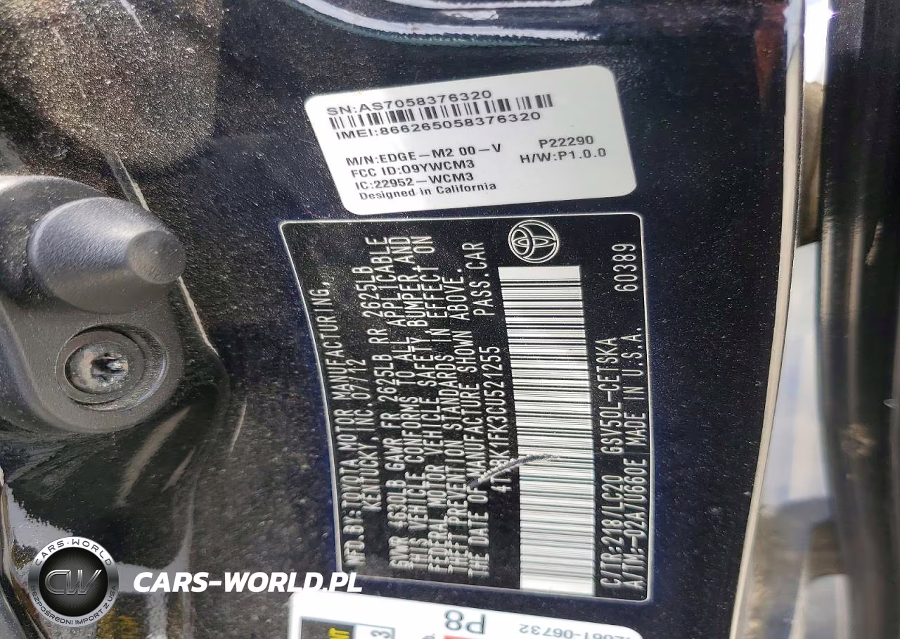 2012 Toyota Camry Se V6 VIN:4T1BK1FK3CU521255 - 12
