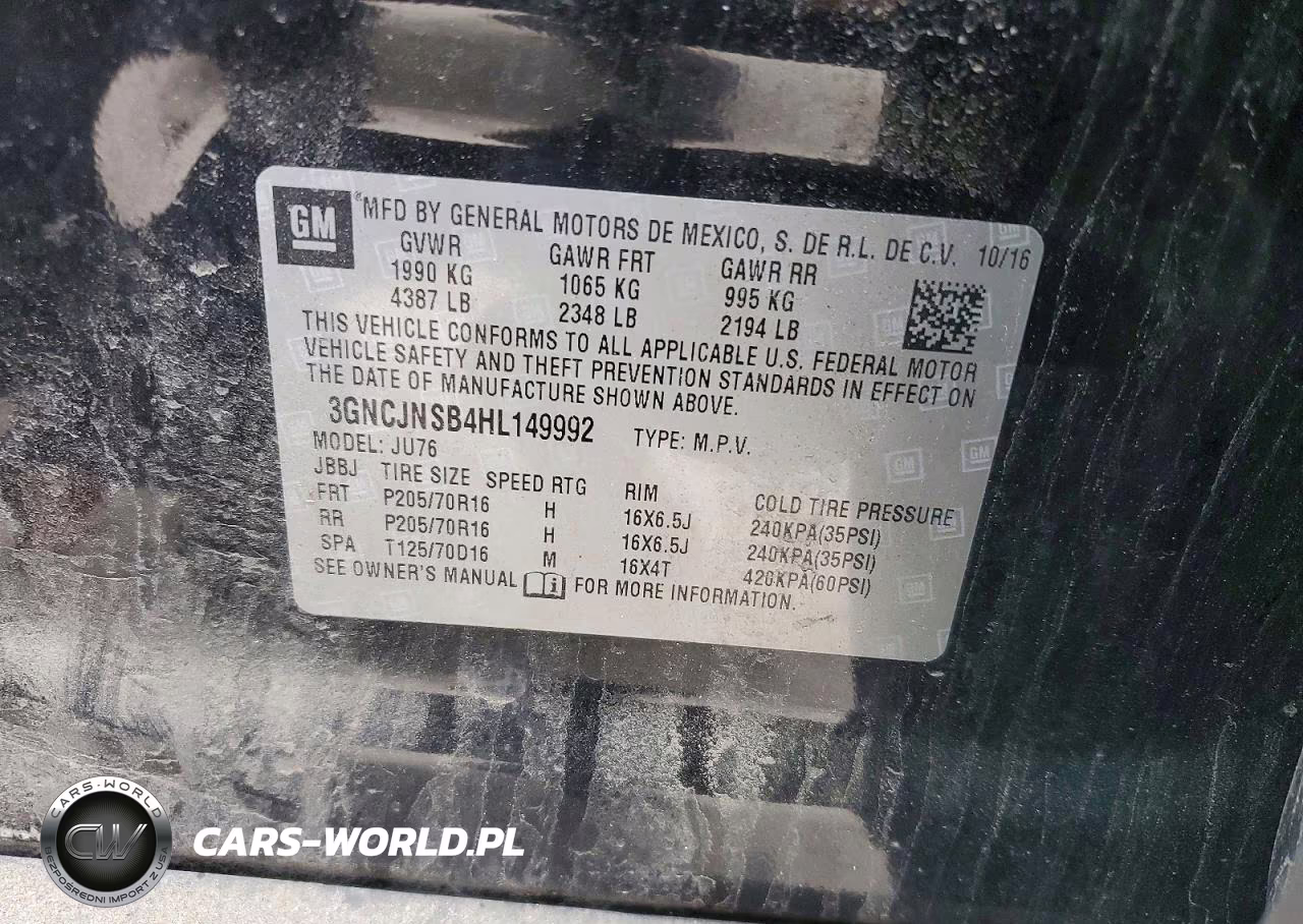 2017 Chev Trax VIN:3GNCJNSB4HL149992 - 13