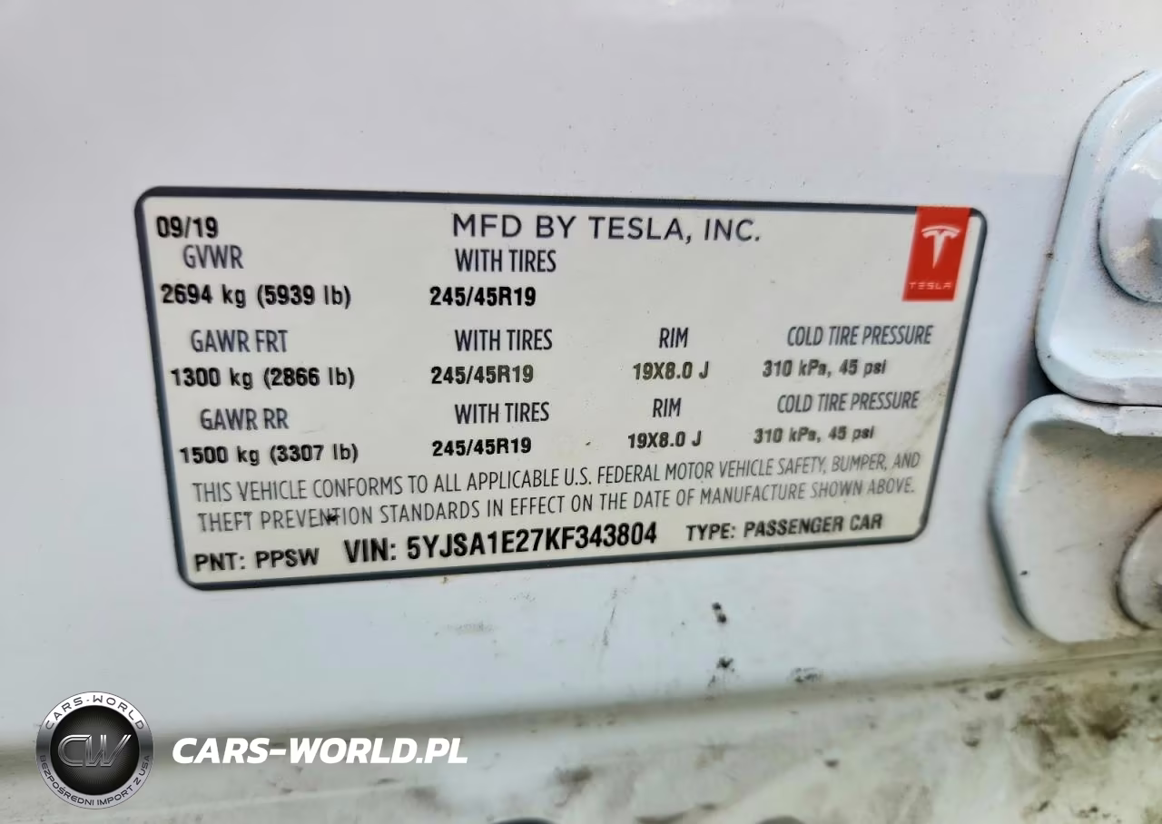2019 Tesla Model S VIN:5YJSA1E27KF343804 - 14