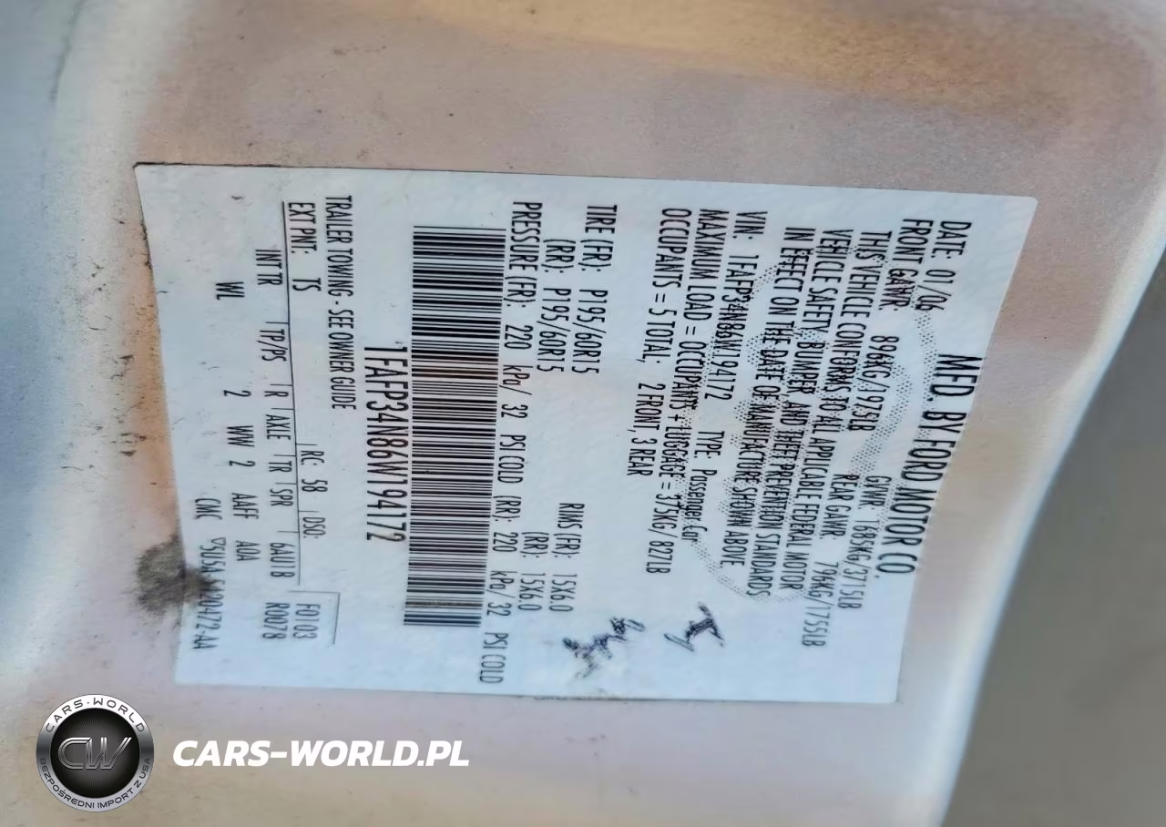 2006 Ford Focus Zx4 VIN:1FAFP34N86W194172 - 12