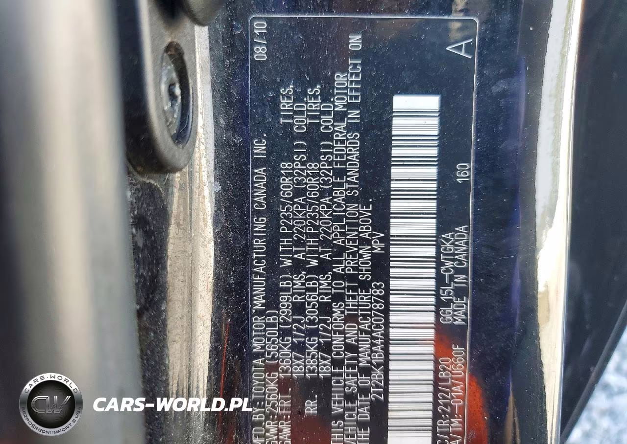 2010 Lexus Rx 350 VIN:2T2BK1BA4AC078783 - 13