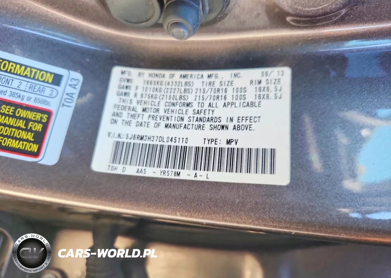 2013 Honda Cr-V Lx VIN:5J6RM3H37DL045110 - 12