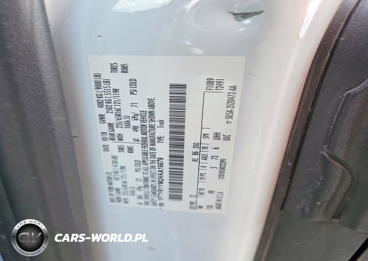2019 Ford Transit T-250 VIN:1FTYR1YM2KKA16679 - 12