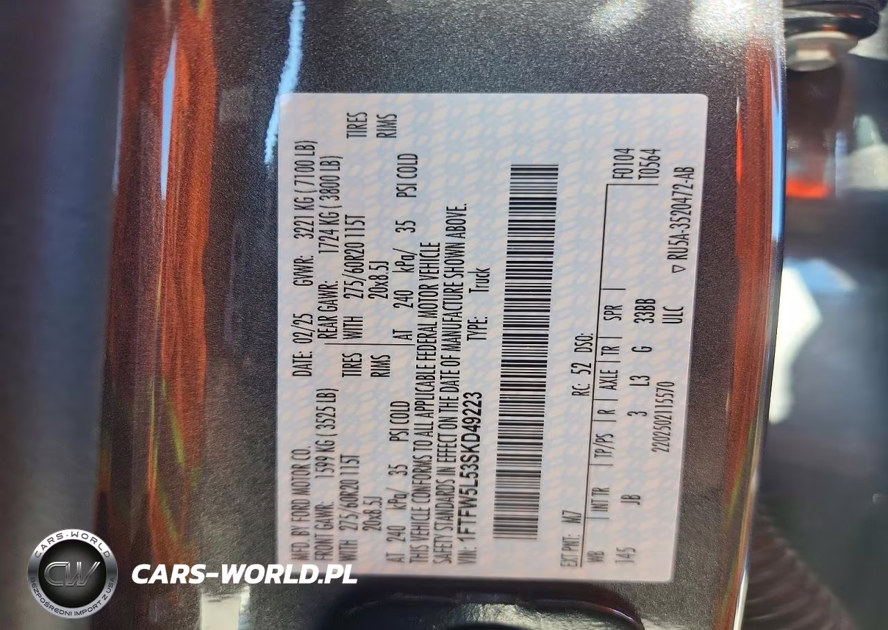 2025 Ford F150 Lariat VIN:1FTFW5L53SKD49223 - 13