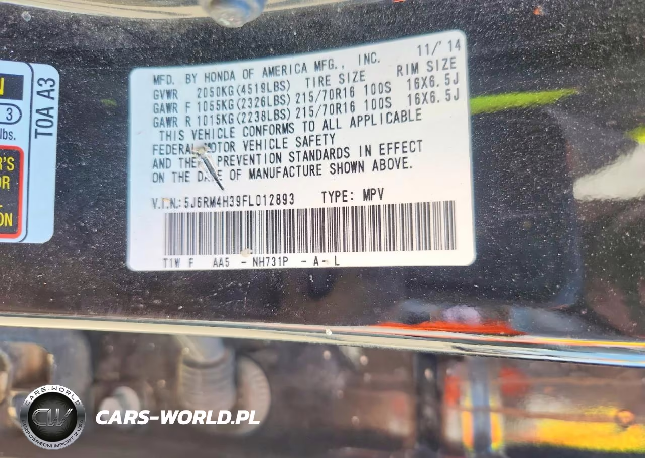 2015 Honda Cr-V Lx VIN:5J6RM4H39FL012893 - 13