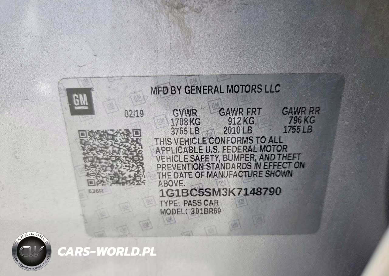 2019 Chevrolet Cruze Ls VIN:1G1BC5SM3K7148790 - 12