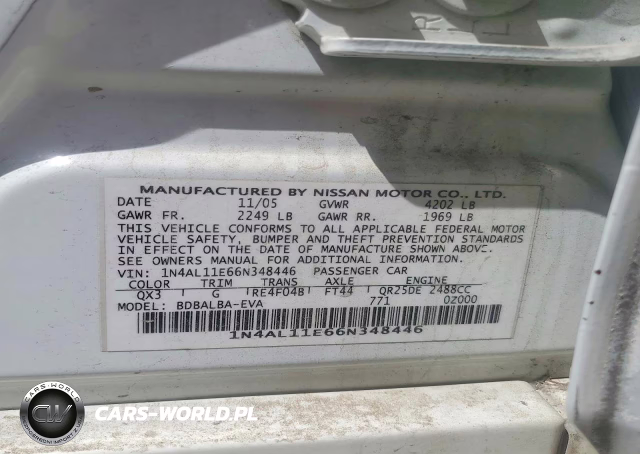 2006 Nissan Altima 2.5 S VIN:1N4AL11E66N348446 - 12