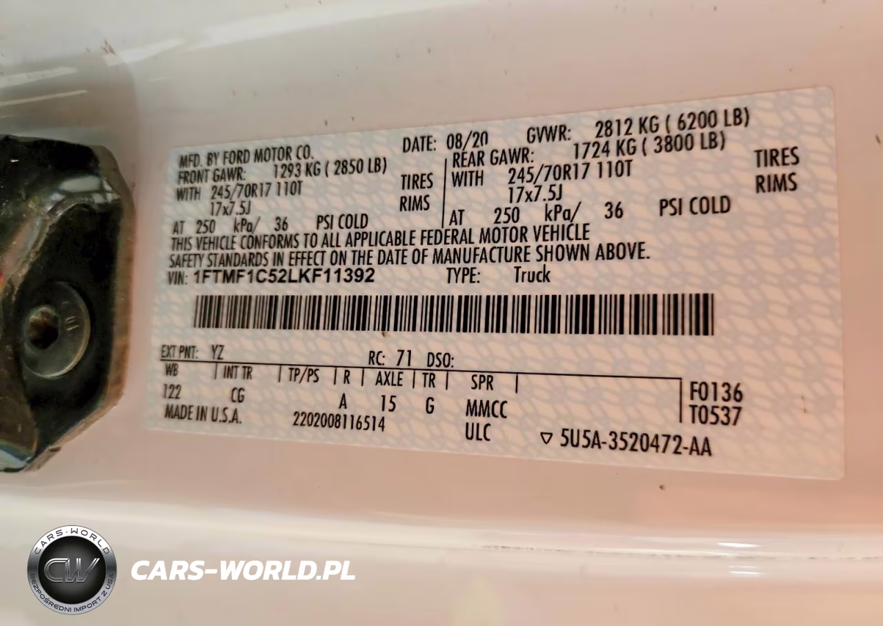 2020 Ford F150 VIN:1FTMF1C52LKF11392 - 12