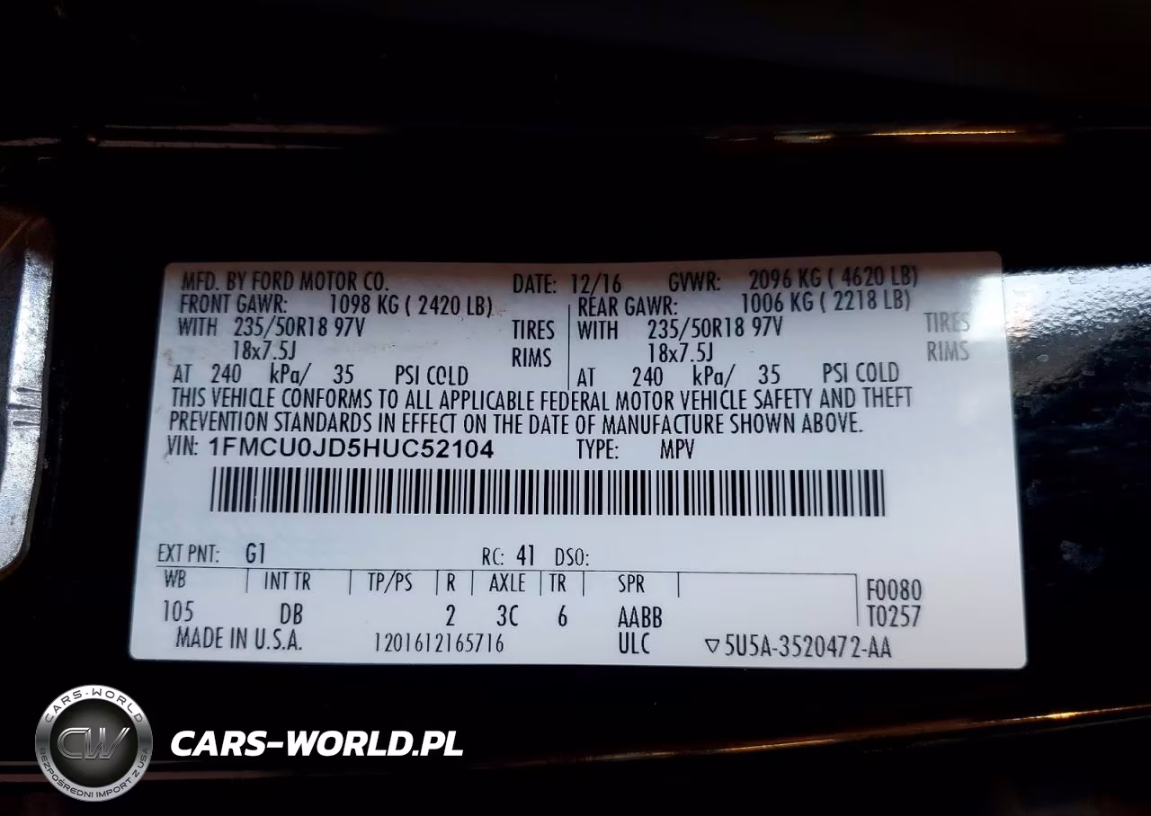 2017 Ford Escape Titanium VIN:1FMCU0JD5HUC52104 - 13