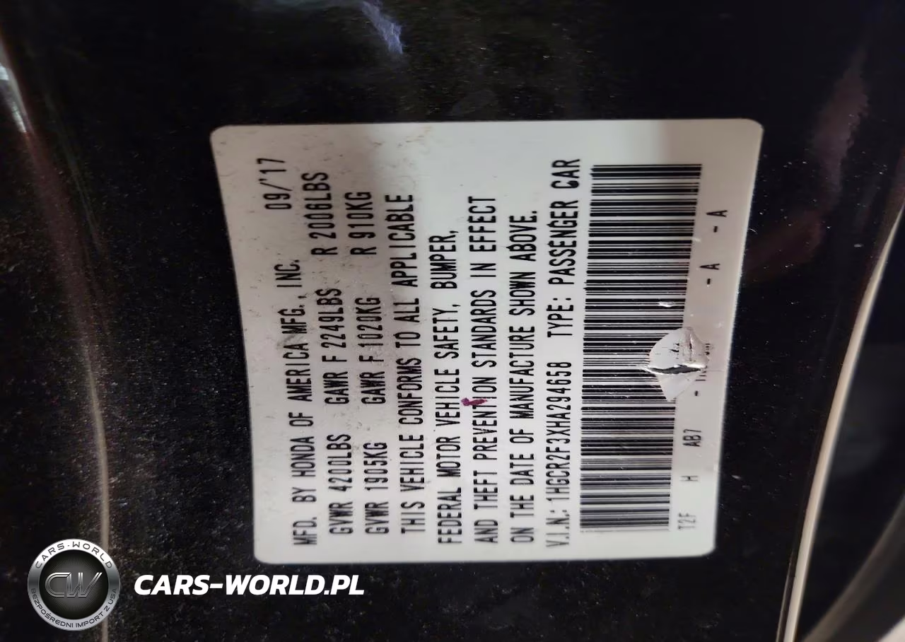 2017 Honda Accord Lx VIN:1HGCR2F3XHA294658 - 12