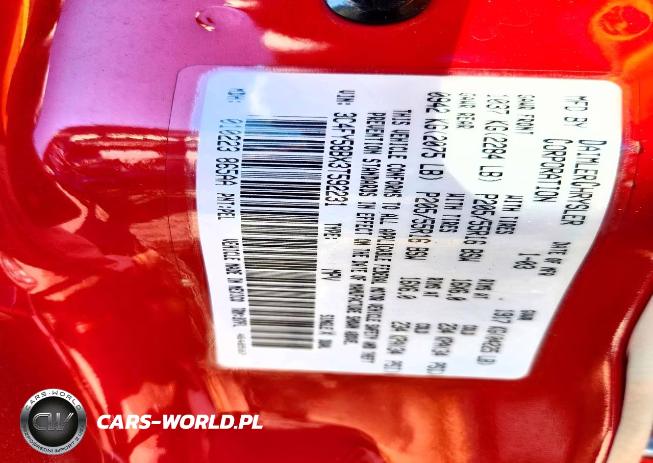 CHRYSLER PT CRUISER VIN:3C4FY58BX3T592231 - 13