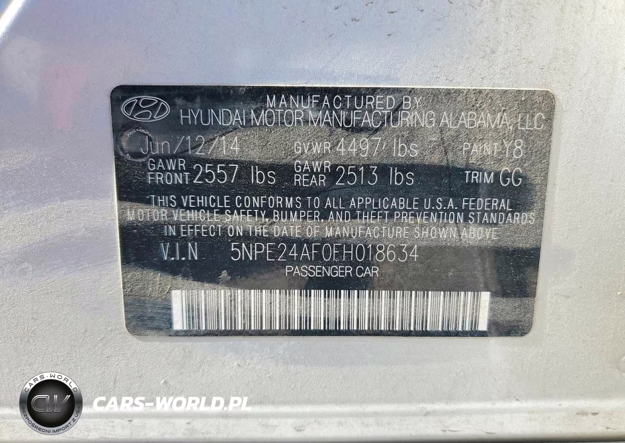 2015 Hyundai Sonata Se VIN:5NPE24AF0FH018634 - 12