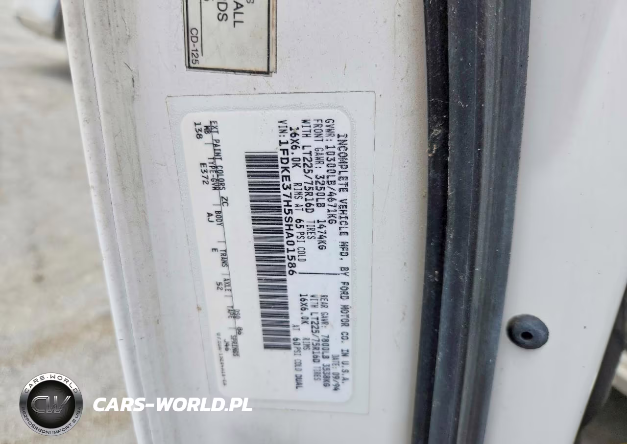 1995 Ford Econoline E350 Cutaway Van VIN:1FDKE37H5SHA01586 - 12