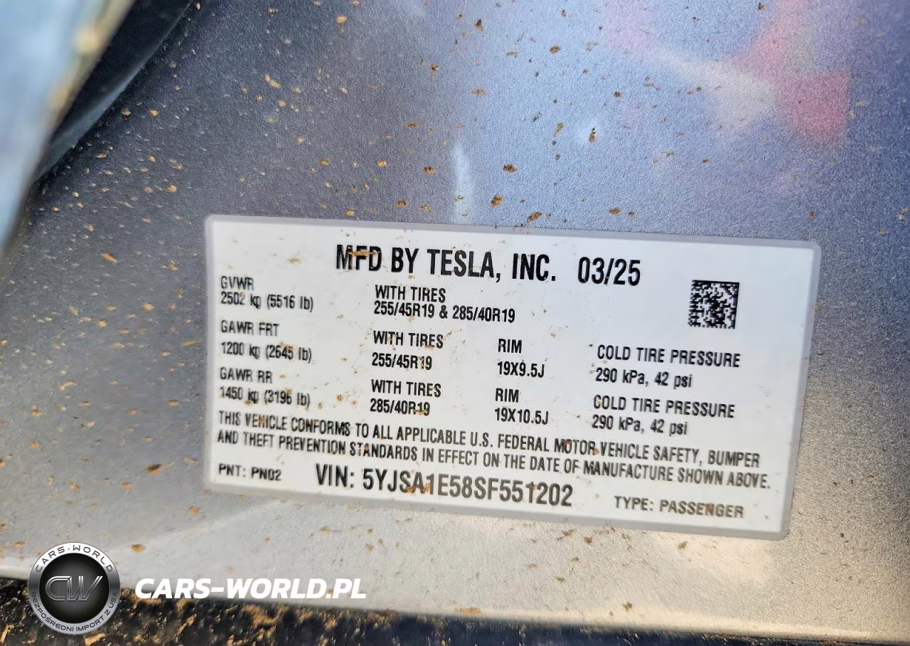 2025 Tesla Model S VIN:5YJSA1E58SF551202 - 13