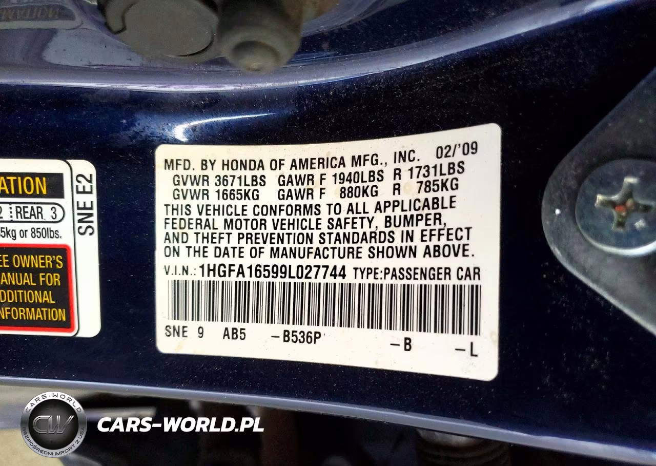 2009 Honda Civic Lx VIN:1HGFA16599L027744 - 12
