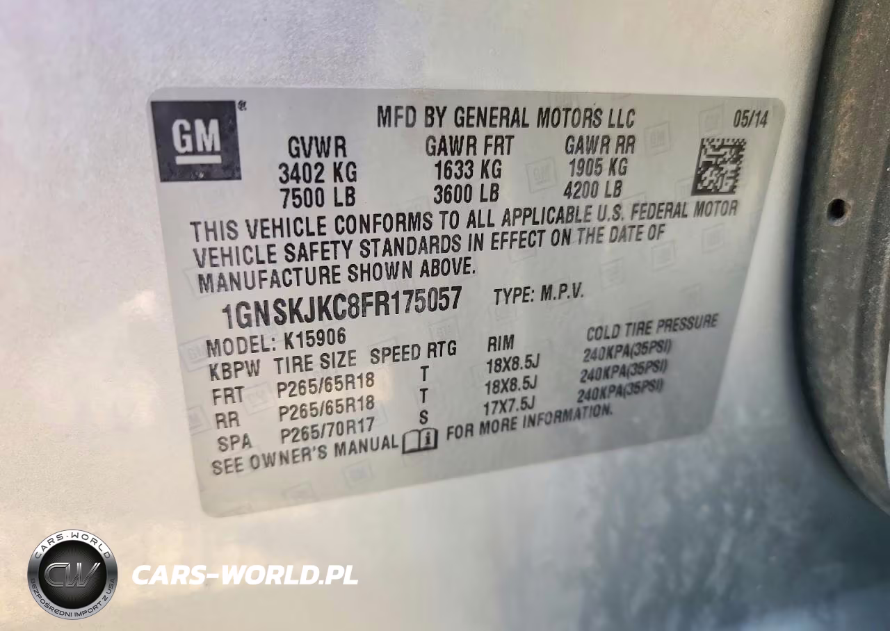 2015 Chevrolet Suburban K1500 Lt VIN:1GNSKJKC8FR175057 - 13