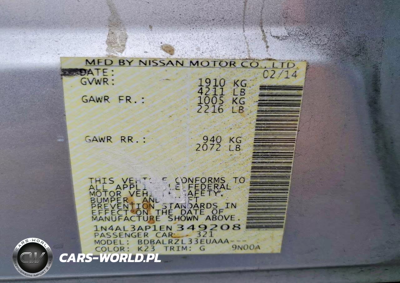 2014 Nissan Altima 2.5 S VIN:1N4AL3AP1EN349208 - 12