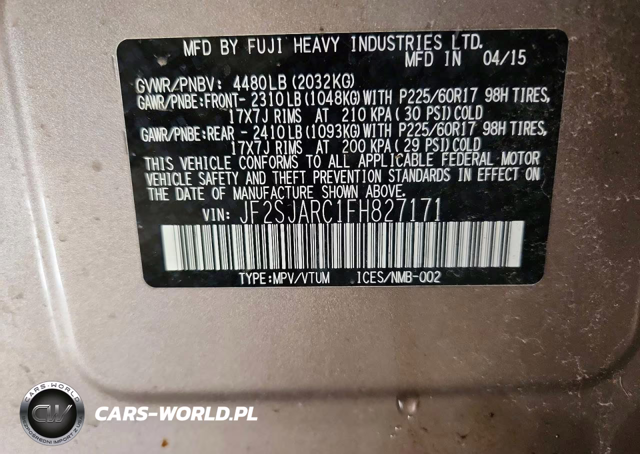 2015 Subaru Forester 2.5I Limited VIN:JF2SJARC1FH827171 - 13