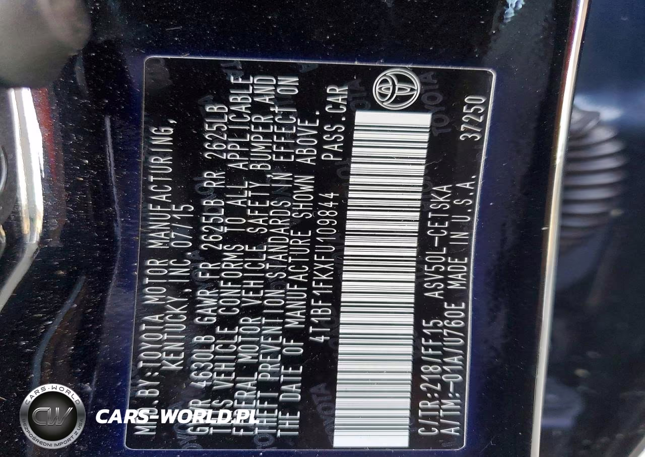 2015 Toyota Camry Se VIN:4T1BF1FKXFU109844 - 12