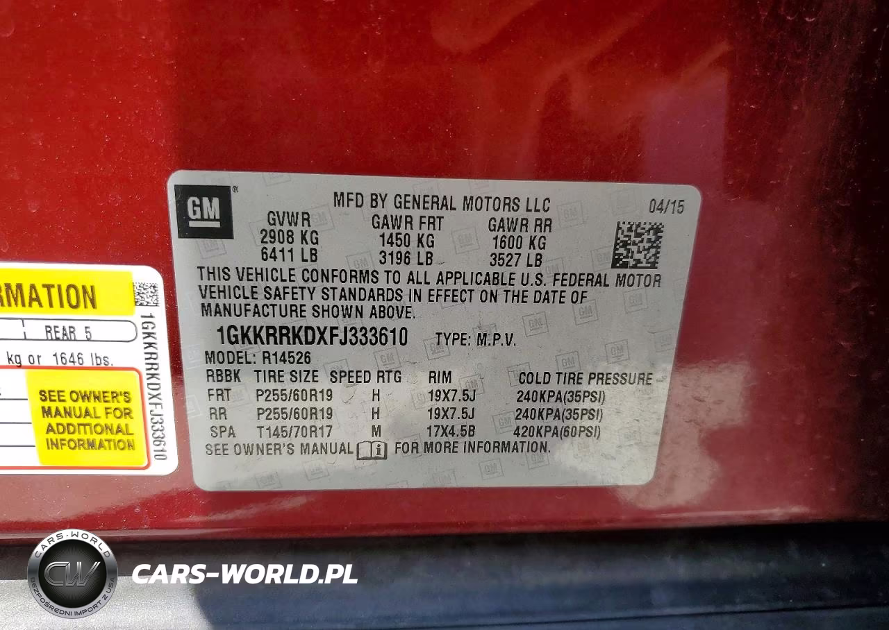 2015 GMC Acadia Slt-1 VIN:1GKKRRKDXFJ333610 - 12