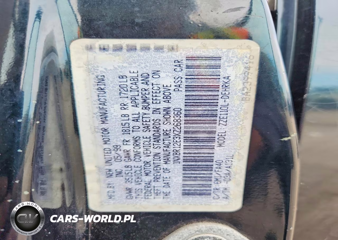 1999 Toyota Corolla Ve VIN:1NXBR12E3XZ268360 - 12
