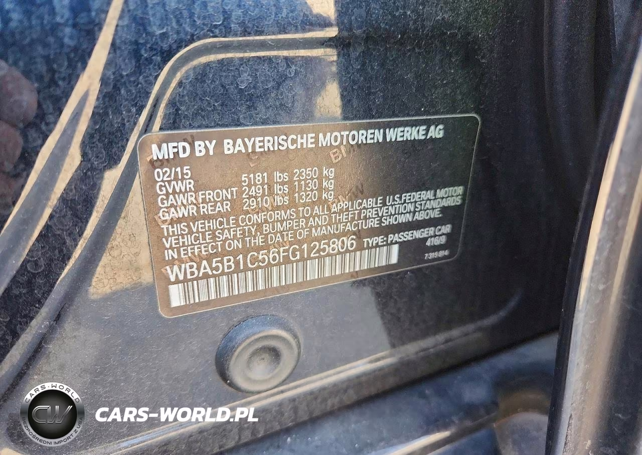 2015 BMW 535 I VIN:WBA5B1C56FG125806 - 13