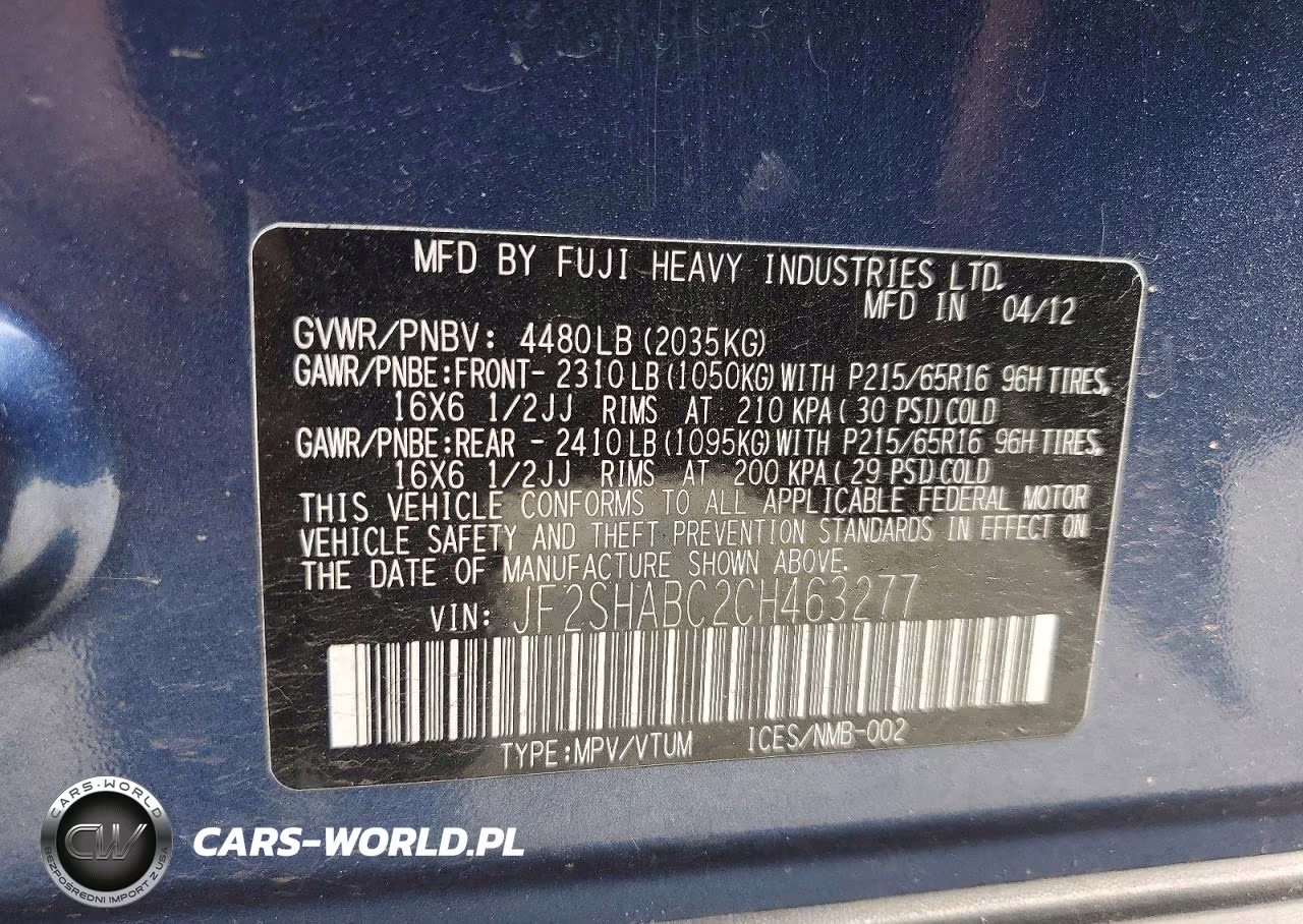 2012 Subaru Forester 2.5X VIN:JF2SHABC2CH463277 - 13