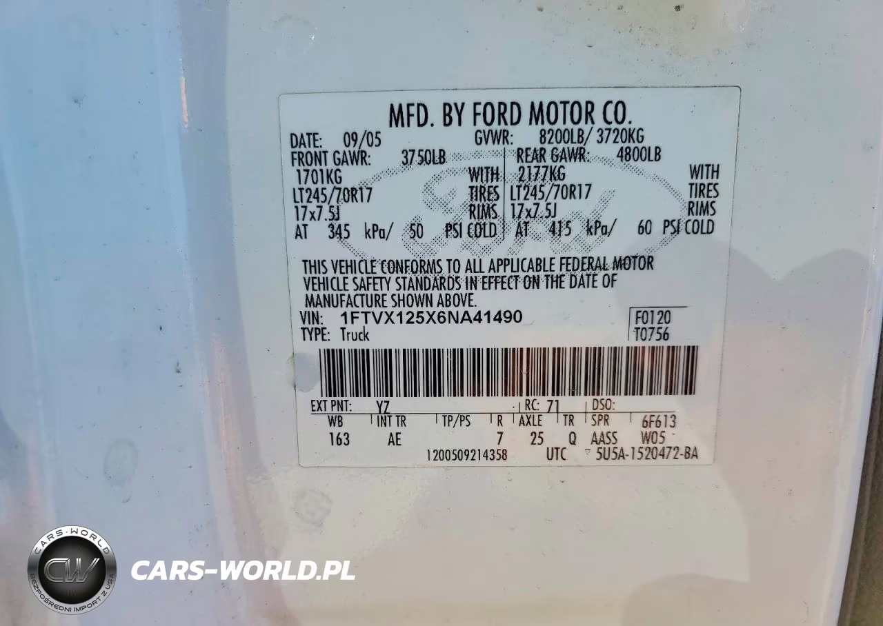 2006 Ford F150 VIN:1FTVX125X6NA41490 - 12