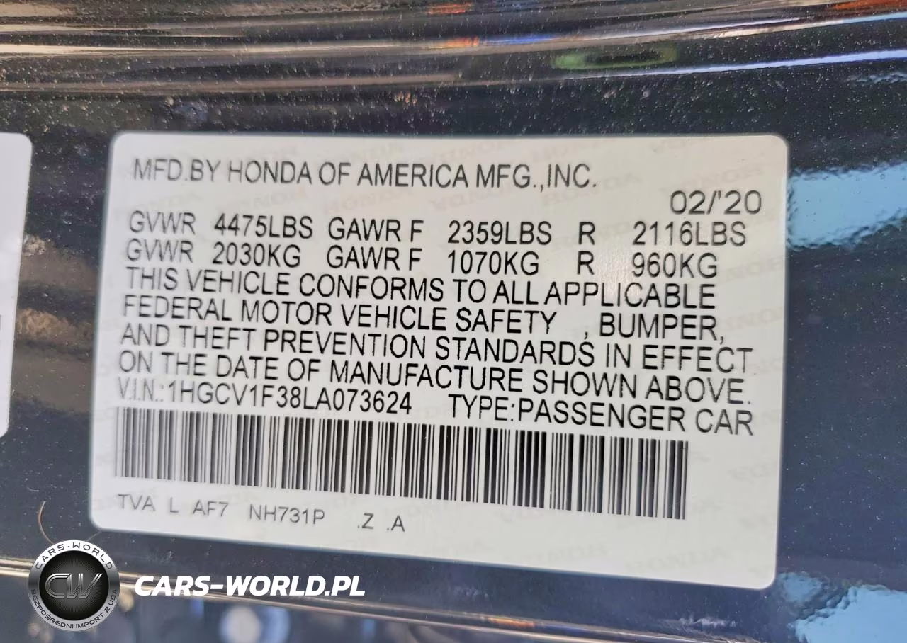 2020 Honda Accord Sport VIN:1HGCV1F38LA073624 - 13