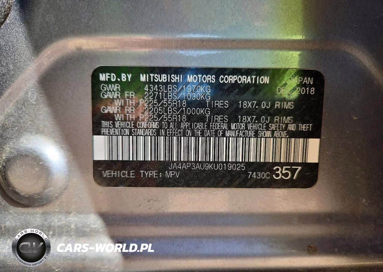 2019 Mitsubishi Outlander Sport Es VIN:JA4AP3AU9KU019025 - 13