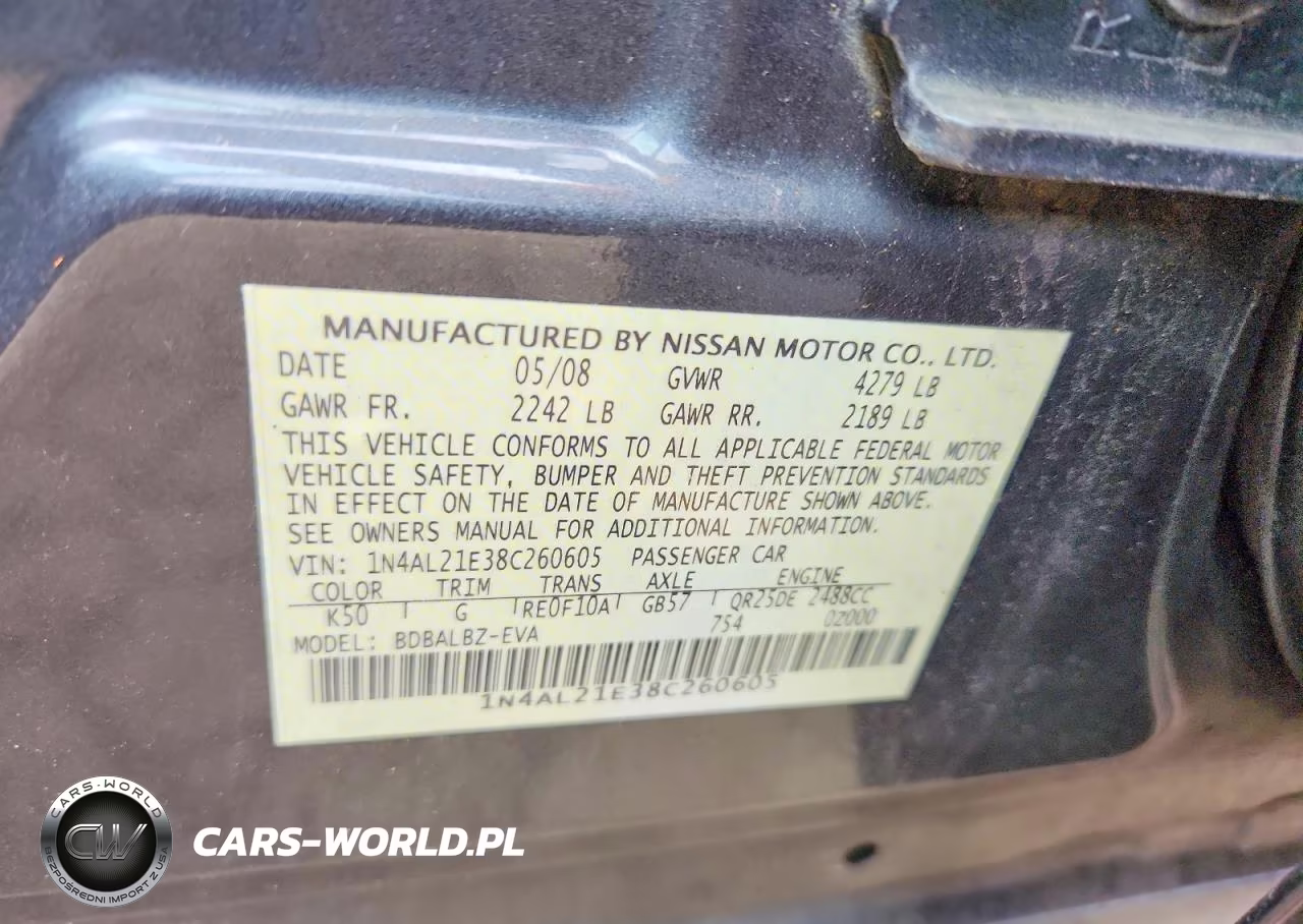 2008 Nissan Altima 2.5 VIN:1N4AL21E38C260605 - 13